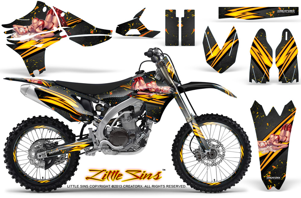 Yamaha YZ450F 2010 Graphics Kit Little Sins Black NP Rims